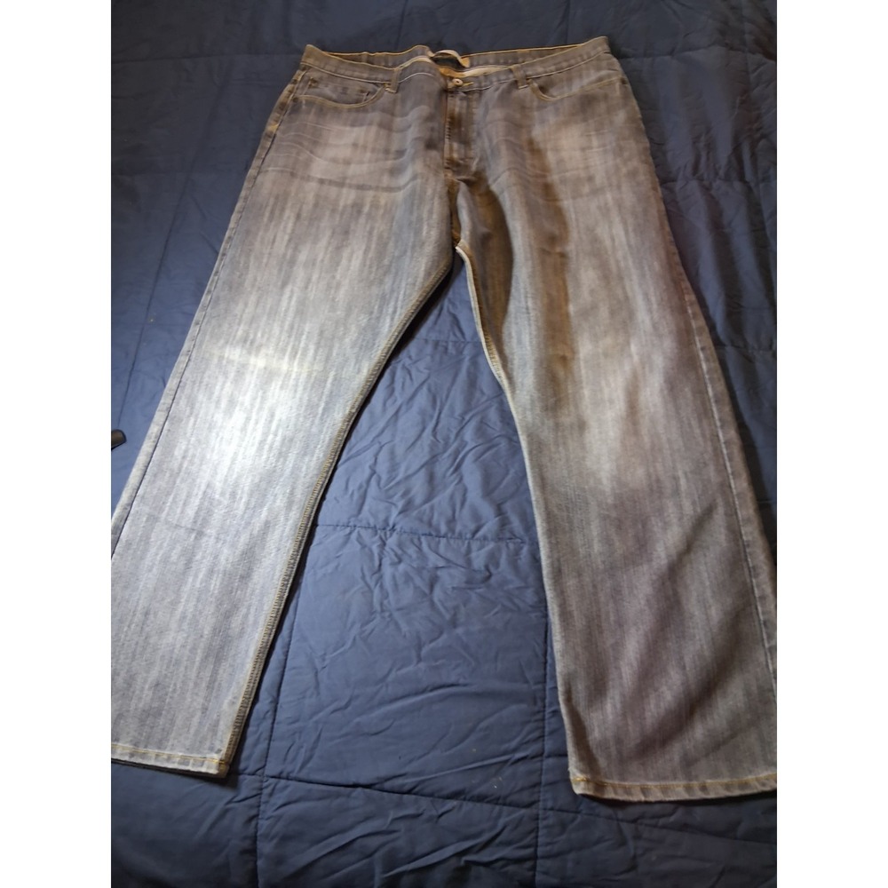 Wrangler Jeans Co Jeans Mens 42x32 Light Wash Relaxed Straight Distressed Denim